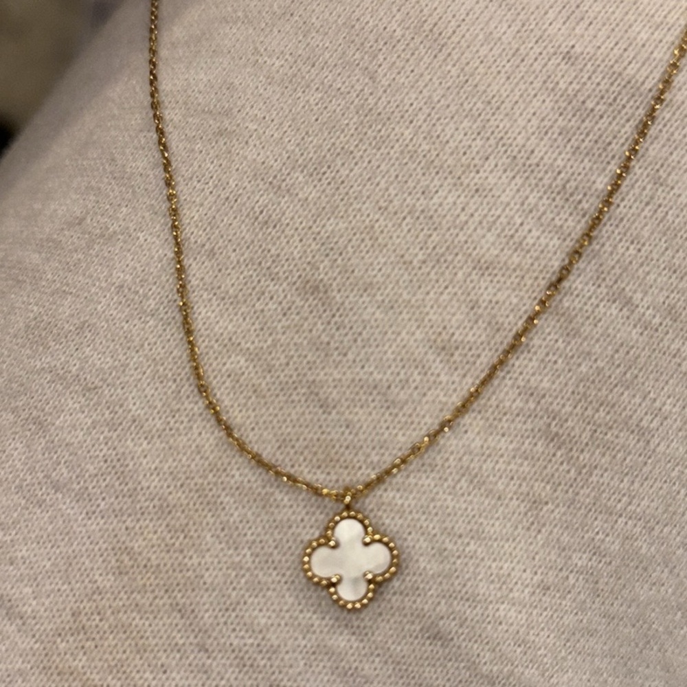 Van Cleef and Arpels Mother of Pearl Sweet Alhambra Gold Pendant Necklace